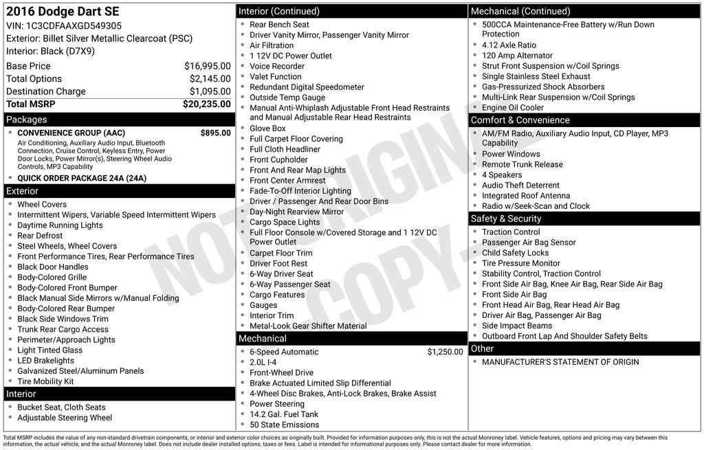 Used 2016 Dodge Dart SE w/ Convenience Group FWD image 11