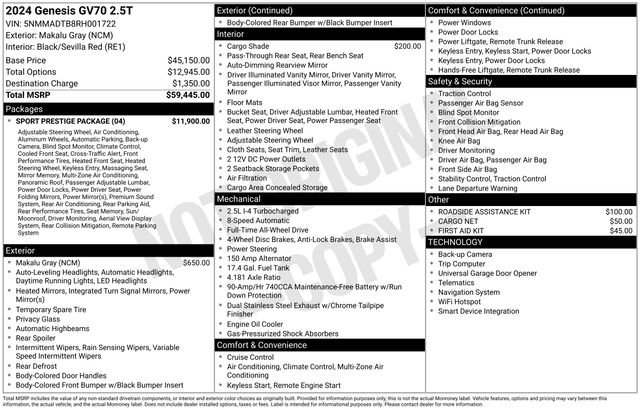 Used 2024 Genesis GV70 2.5T w/ Sport Prestige Package image 33