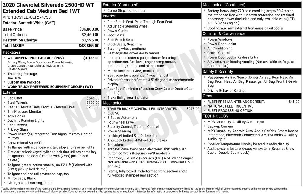 Used 2020 Chevrolet Silverado 2500 W/T w/ WT Convenience Package AWD/4WD image 7