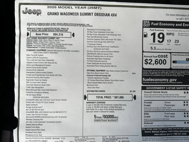 New 2026 Jeep Grand Wagoneer Summit AWD/4WD image 39
