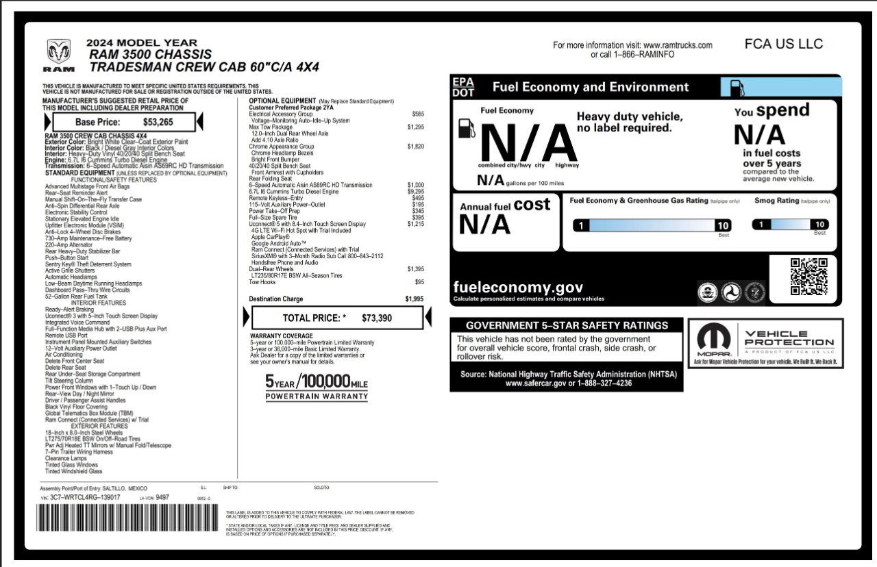 Used 2024 RAM 3500 Tradesman w/ Chrome Appearance Group image 3