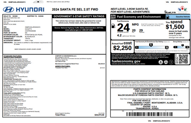 Used 2024 Hyundai Santa Fe SEL FWD image 42