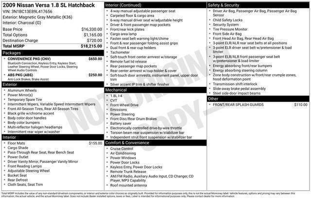 Used 2009 Nissan Versa SL w/ Convenience Pkg image 16