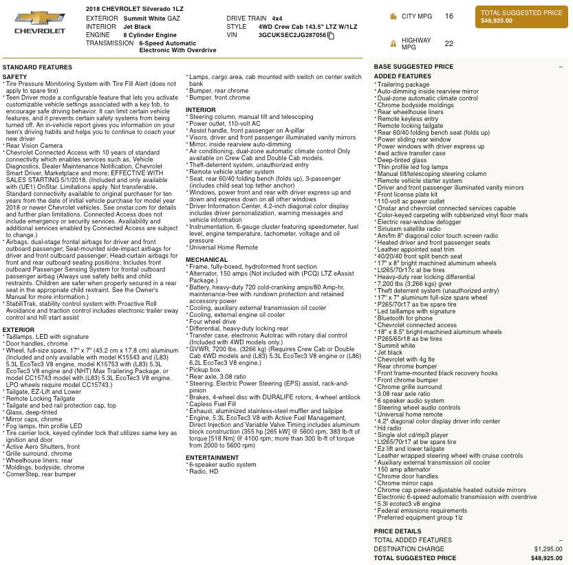 Used 2018 Chevrolet Silverado 1500 LTZ AWD/4WD image 2