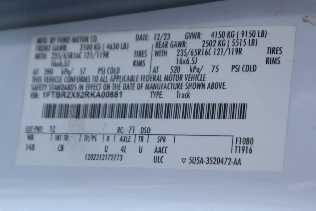 Used 2024 Ford Transit 250 148 High Roof AWD w/ Load Area Protection Package image 44