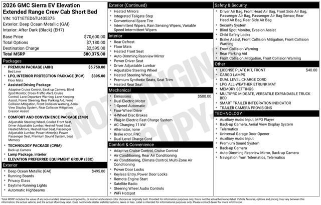 New 2026 GMC Sierra EV Elevation w/ Premium Package image 28