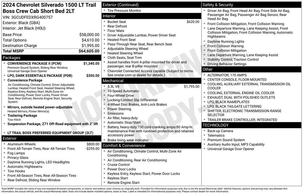 Used 2024 Chevrolet Silverado 1500 LT Trail Boss w/ Convenience Package II AWD/4WD image 4