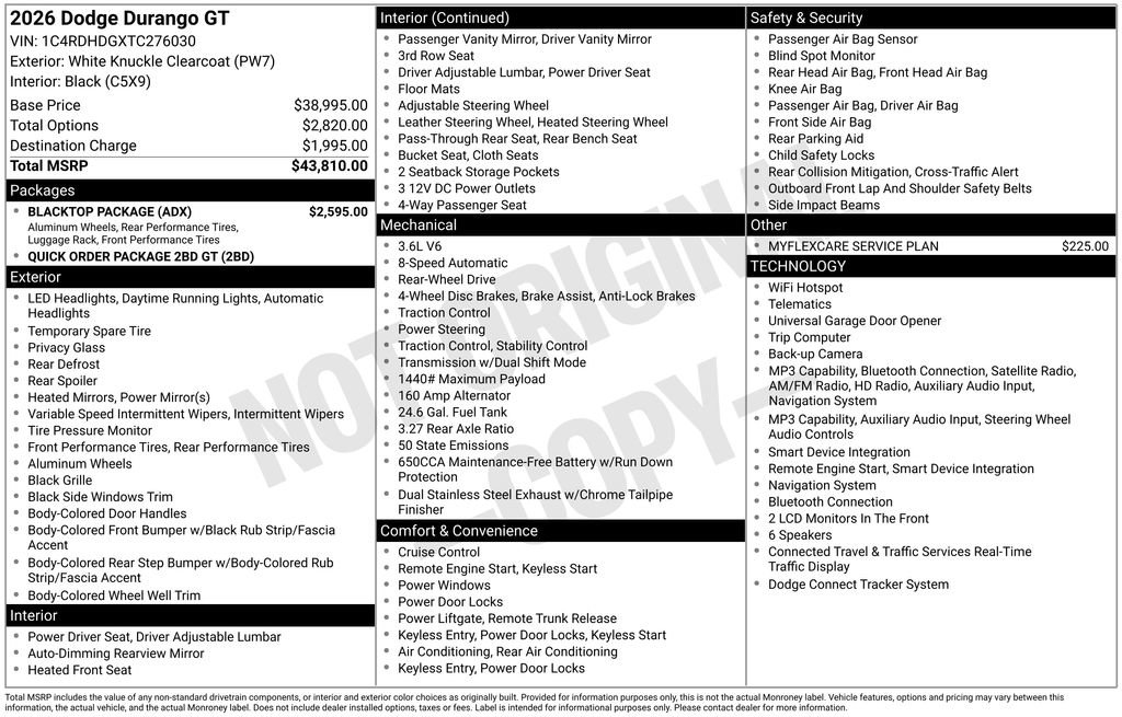 New 2026 Dodge Durango GT w/ Blacktop Package RWD image 31