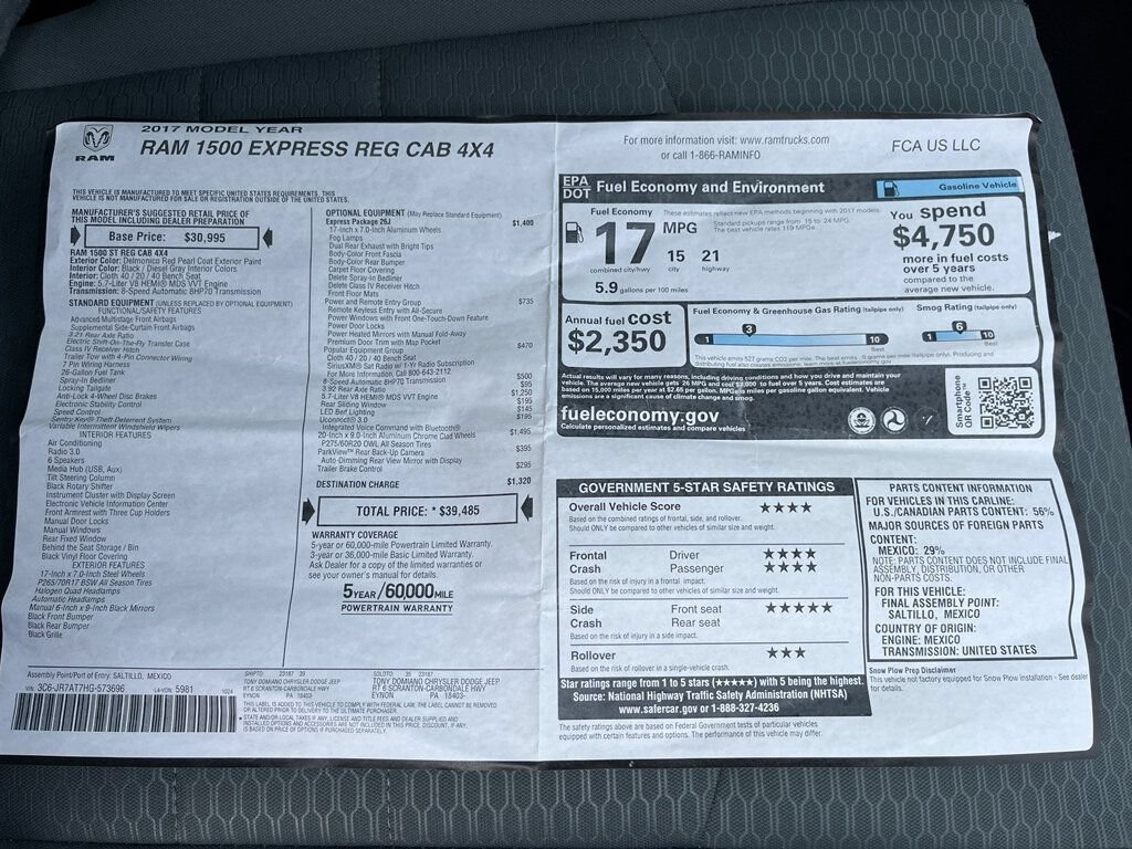 Used 2017 RAM 1500 Express AWD/4WD image 16