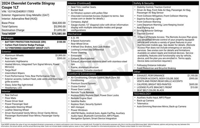 Used 2024 Chevrolet Corvette Stingray Coupe w/ Battery Protection Package image 19