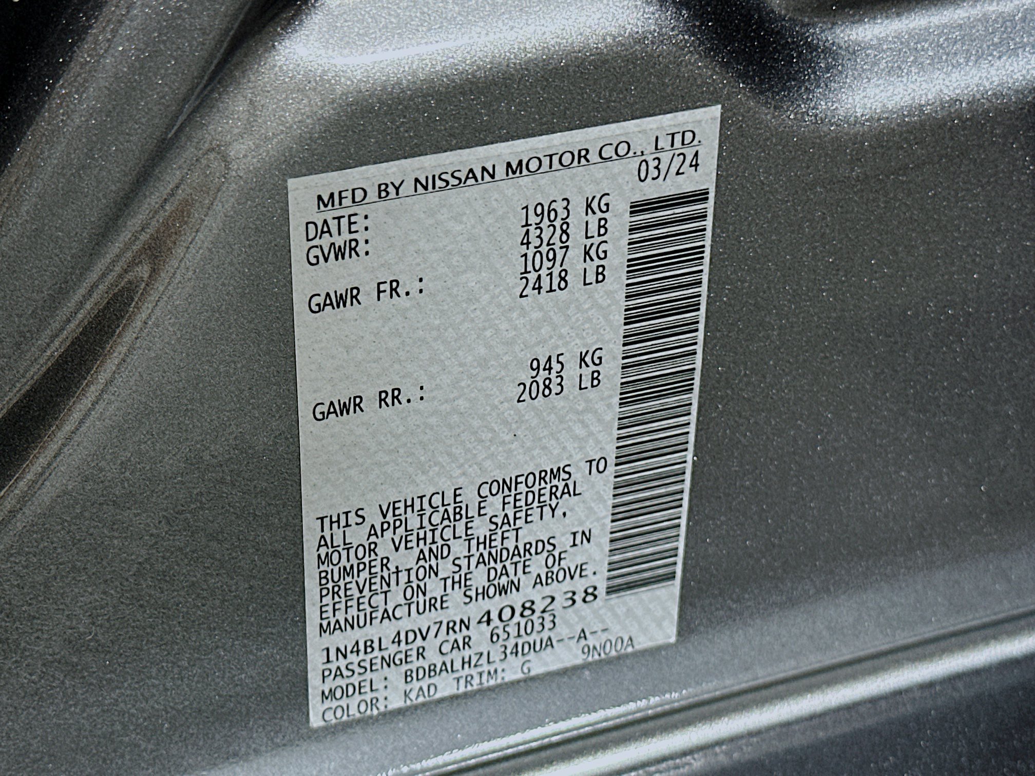 Used 2024 Nissan Altima 2.5 SV FWD image 12