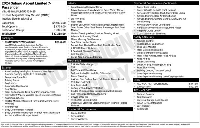 Used 2024 Subaru Ascent Limited w/ Technology Package image 29