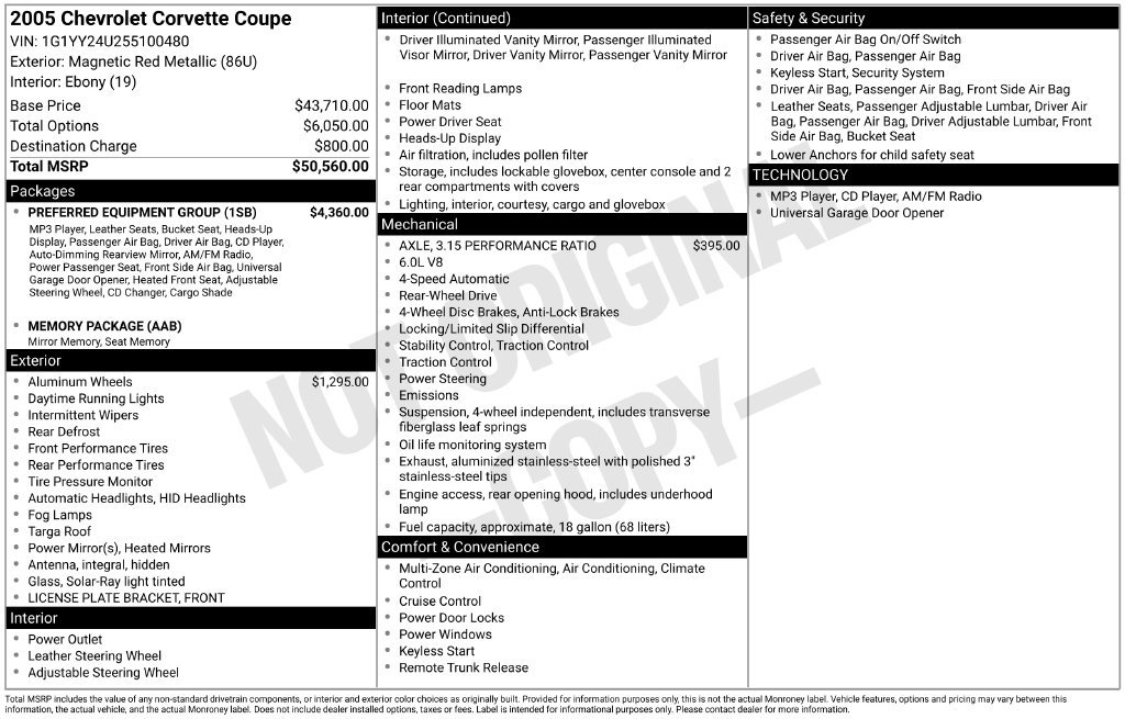 Used 2005 Chevrolet Corvette Coupe w/ Preferred Equipment Group RWD image 21