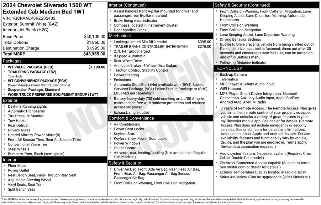 Used 2024 Chevrolet Silverado 1500 W/T w/ WT Value Package RWD image 6