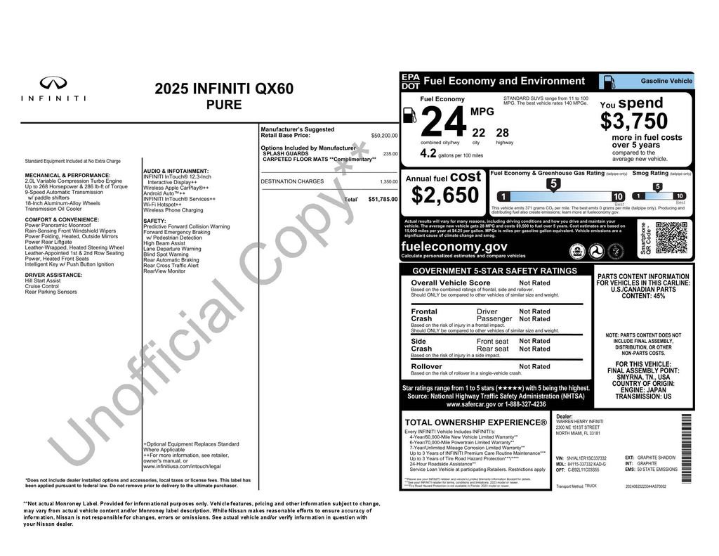 Used 2025 INFINITI QX60 Pure image 2