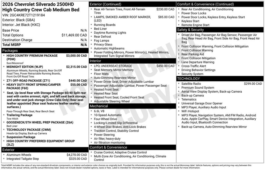 New 2026 Chevrolet Silverado 2500 High Country w/ High Country Premium Package AWD/4WD image 4