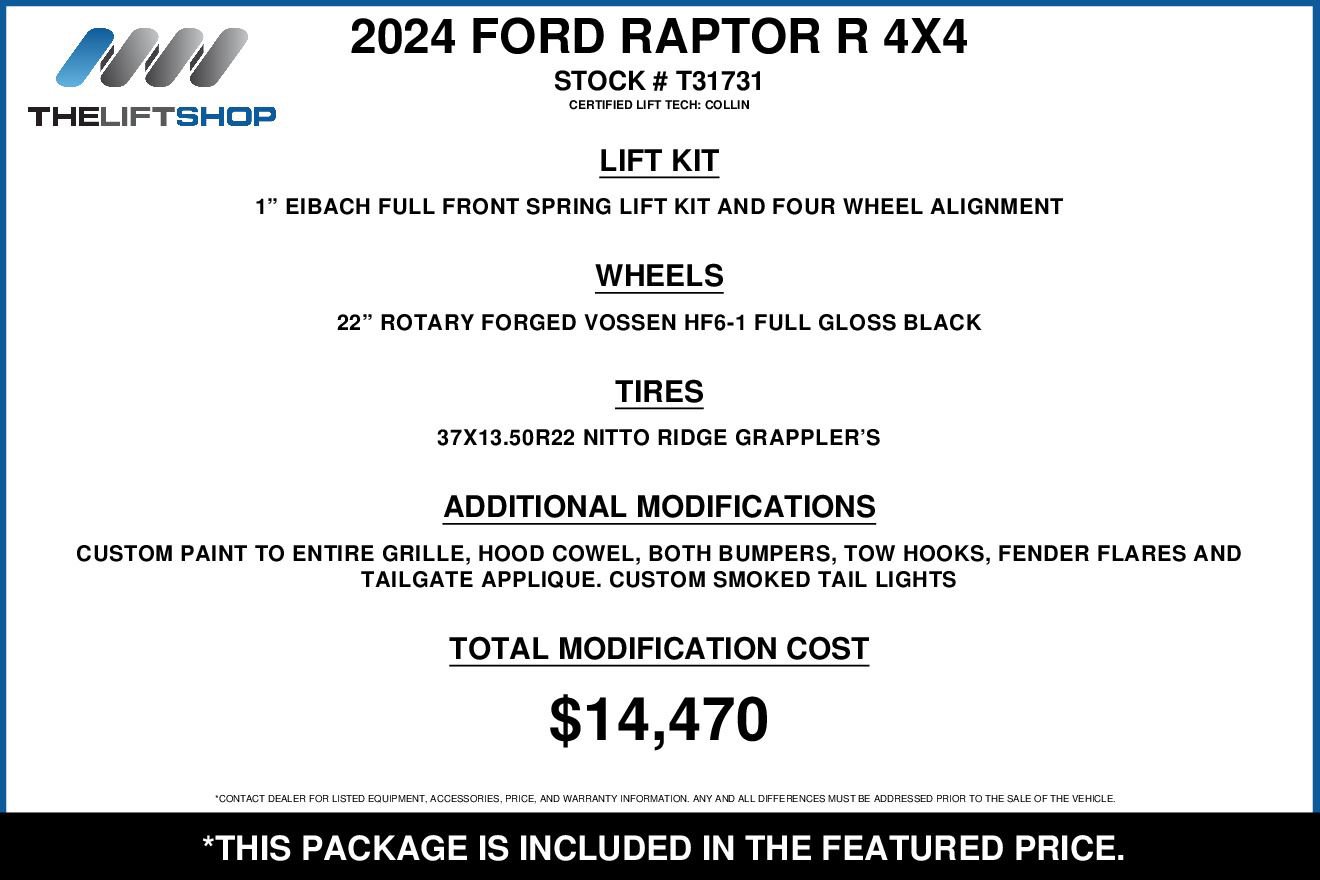 Used 2024 Ford F150 Raptor w/ Equipment Group 803A Raptor R image 2