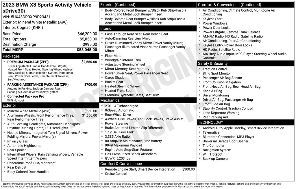 Used 2023 BMW X3 sDrive30i w/ Premium Package image 24