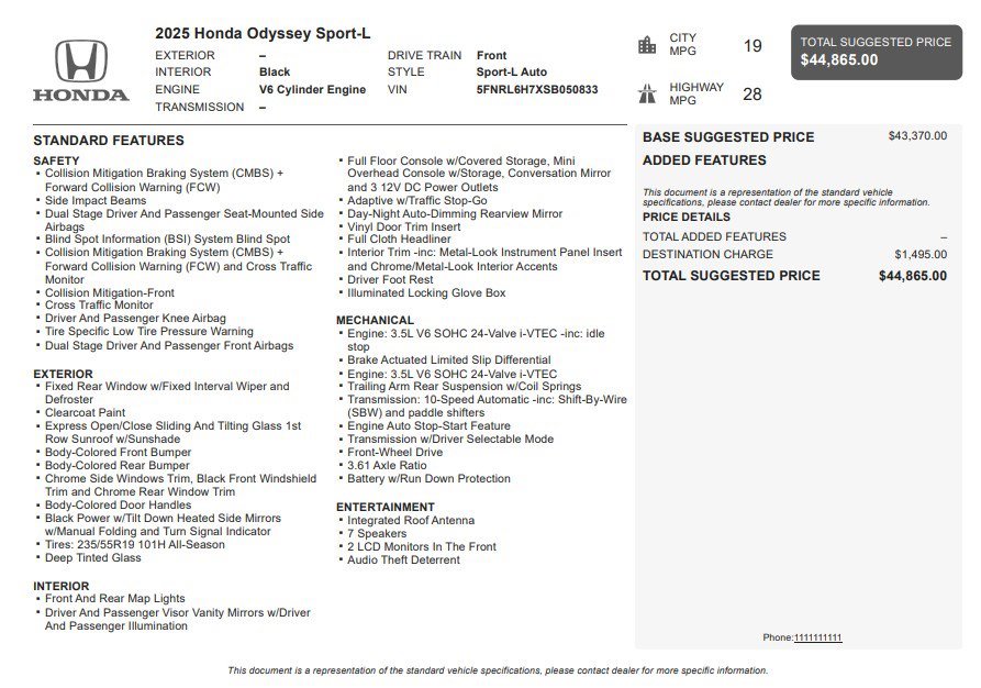 Used 2025 Honda Odyssey Sport-L image 36