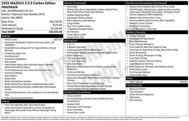 Used 2025 MAZDA MAZDA3 Carbon AWD/4WD image 30