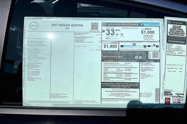 New 2027 Nissan Sentra SV w/ Floor Mat Package FWD image 12