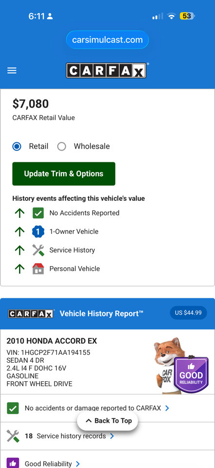 Used 2010 Honda Accord EX image 10