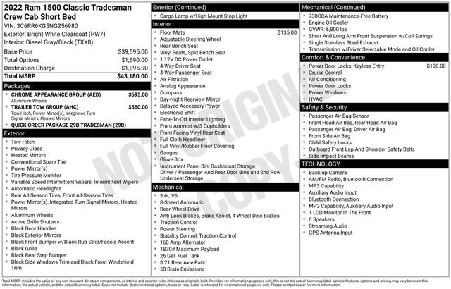 Used 2022 RAM 1500 Tradesman w/ Chrome Appearance Group RWD image 33