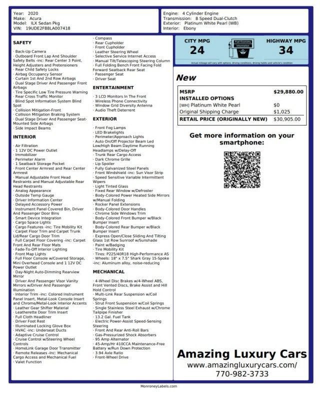Used 2020 Acura ILX w/ Premium & A-SPEC Package FWD image 22
