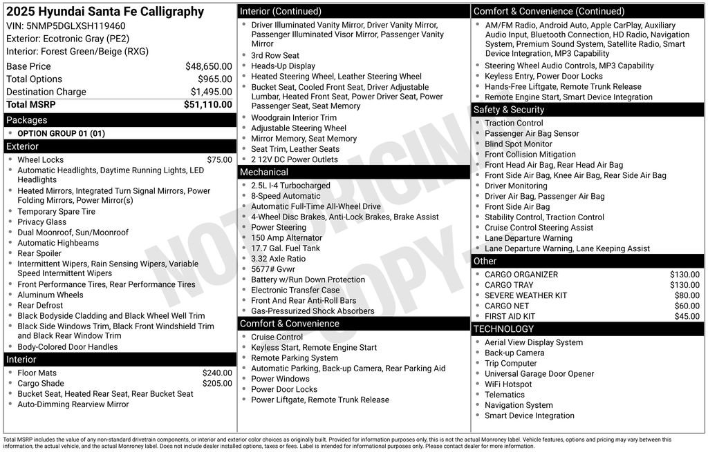 Certified 2025 Hyundai Santa Fe Calligraphy image 10