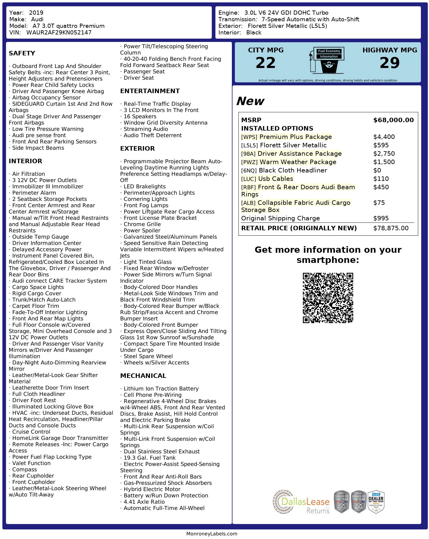 Used 2019 Audi A7 3.0T Premium Plus w/ Premium Plus Package image 3