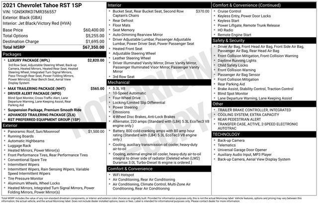 Used 2021 Chevrolet Tahoe RST w/ Luxury Package image 7