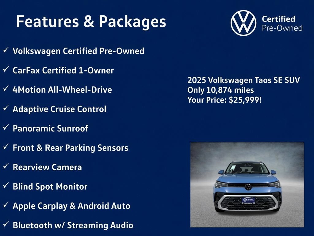 Used 2025 Volkswagen Taos SE w/ Panoramic Sunroof Package AWD/4WD image 5