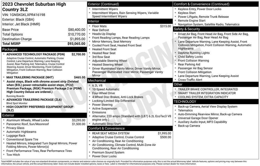 Used 2023 Chevrolet Suburban High Country w/ Advanced Technology Package image 13