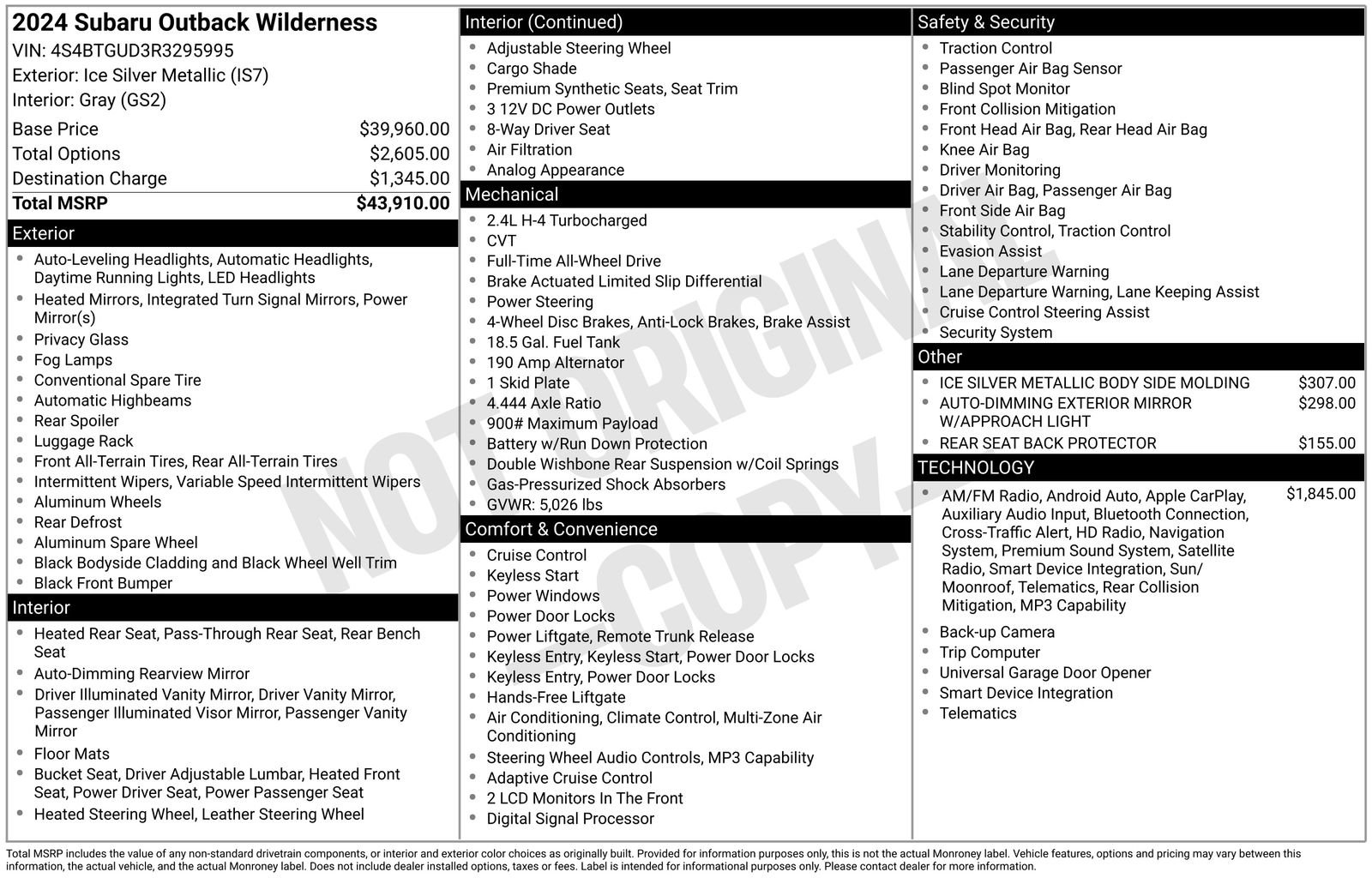 Certified 2024 Subaru Outback Wilderness AWD/4WD image 35