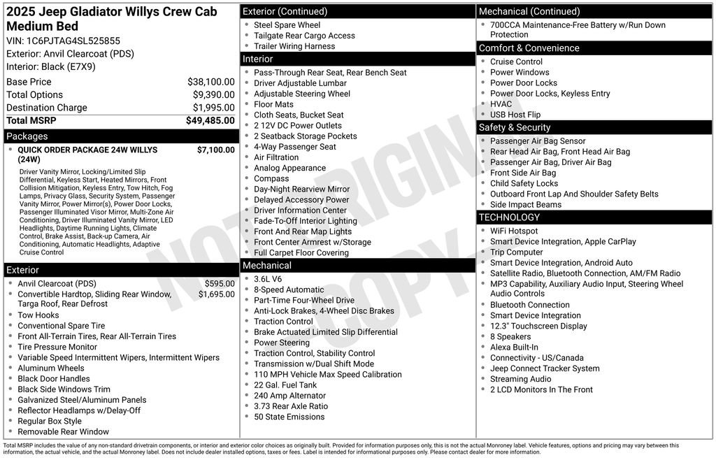Certified 2025 Jeep Gladiator Sport AWD/4WD image 41