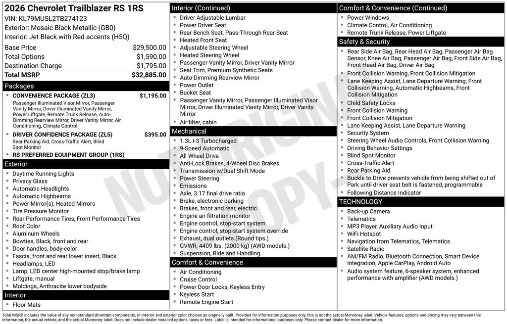 New 2026 Chevrolet TrailBlazer RS w/ Convenience Package AWD/4WD image 25