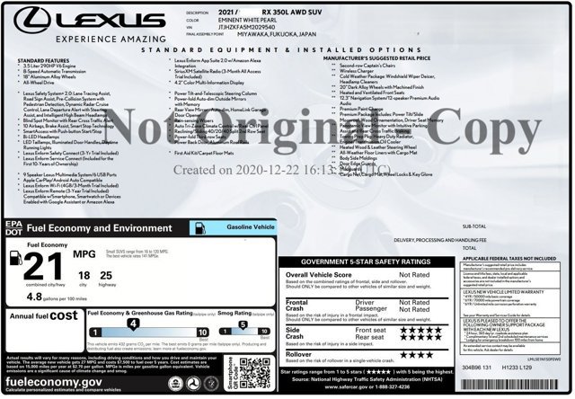 Used 2021 Lexus RX 350L Premium w/ Premium Package AWD/4WD image 2