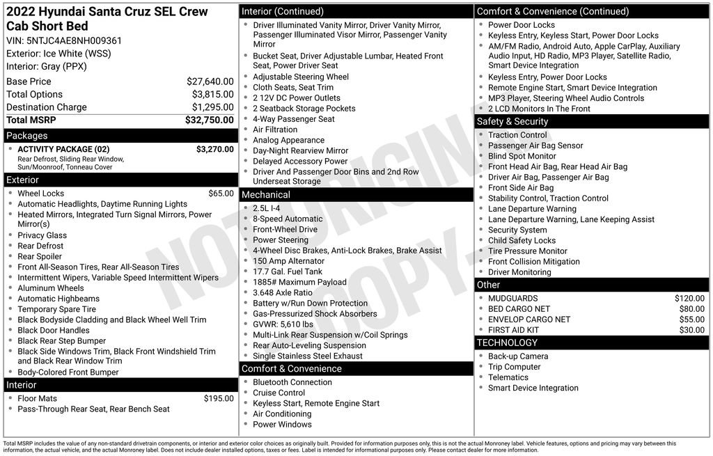 Certified 2022 Hyundai Santa Cruz SEL w/ Activity Package image 33