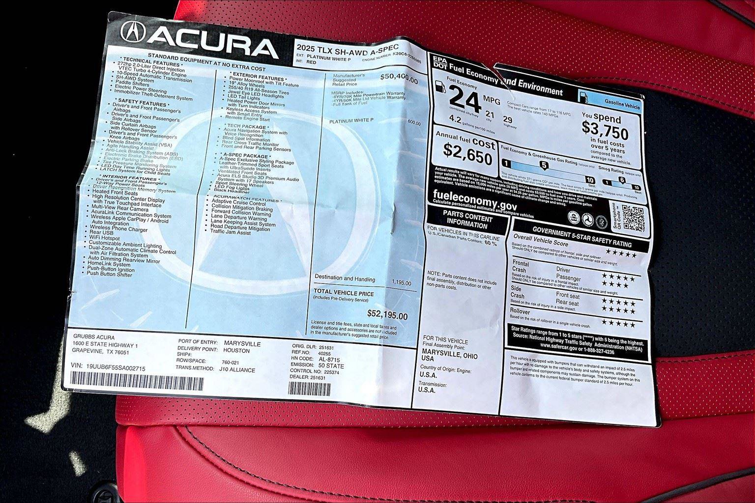 New 2025 Acura TLX SH-AWD w/ A-SPEC Pkg image 24