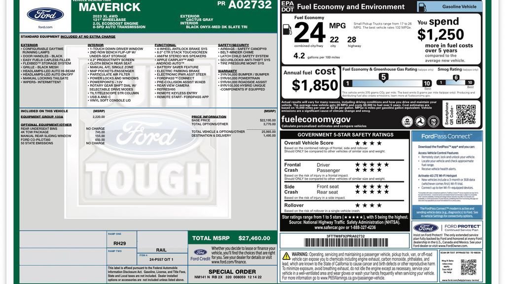 Certified 2023 Ford Maverick XL w/ Equipment Group 100A Standard AWD/4WD image 31