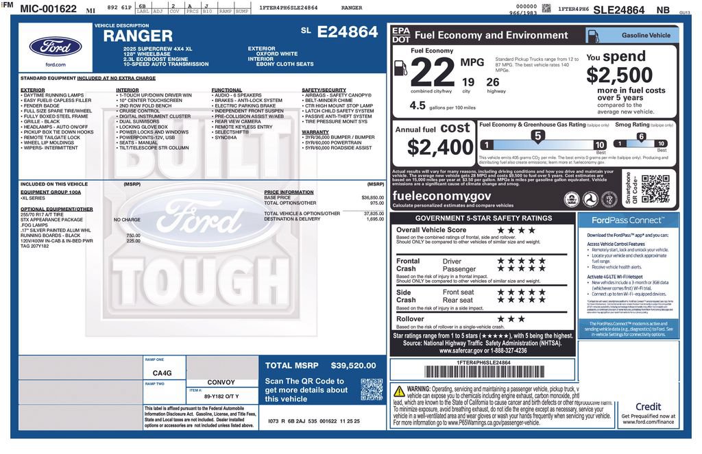 Certified 2025 Ford Ranger XL AWD/4WD image 34