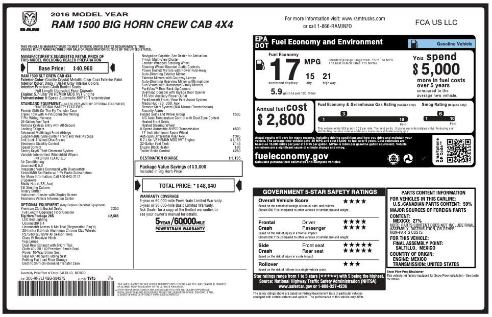 Used 2016 RAM 1500 Big Horn image 2