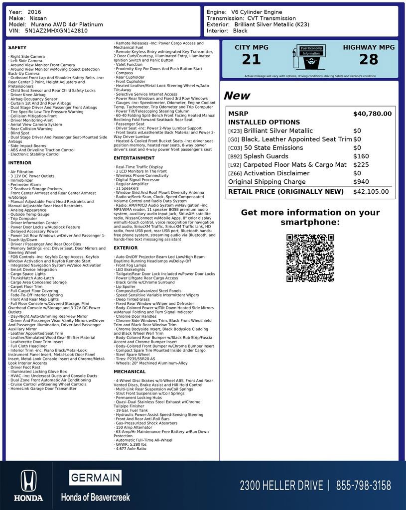 Used 2016 Nissan Murano Platinum image 31