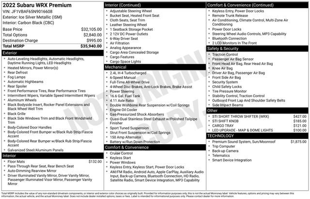 Certified 2022 Subaru WRX Premium image 3