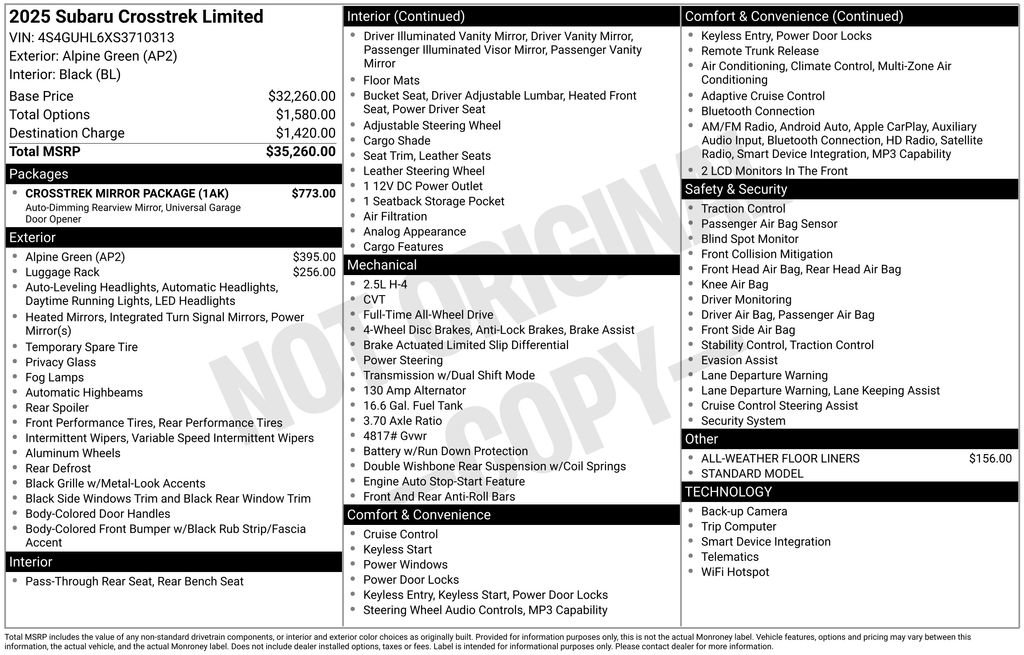 Certified 2025 Subaru Crosstrek 2.5i Limited w/ Crosstrek Mirror Package image 26