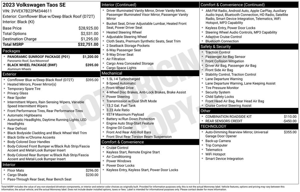 Certified 2023 Volkswagen Taos SE w/ Panoramic Sunroof Package image 32