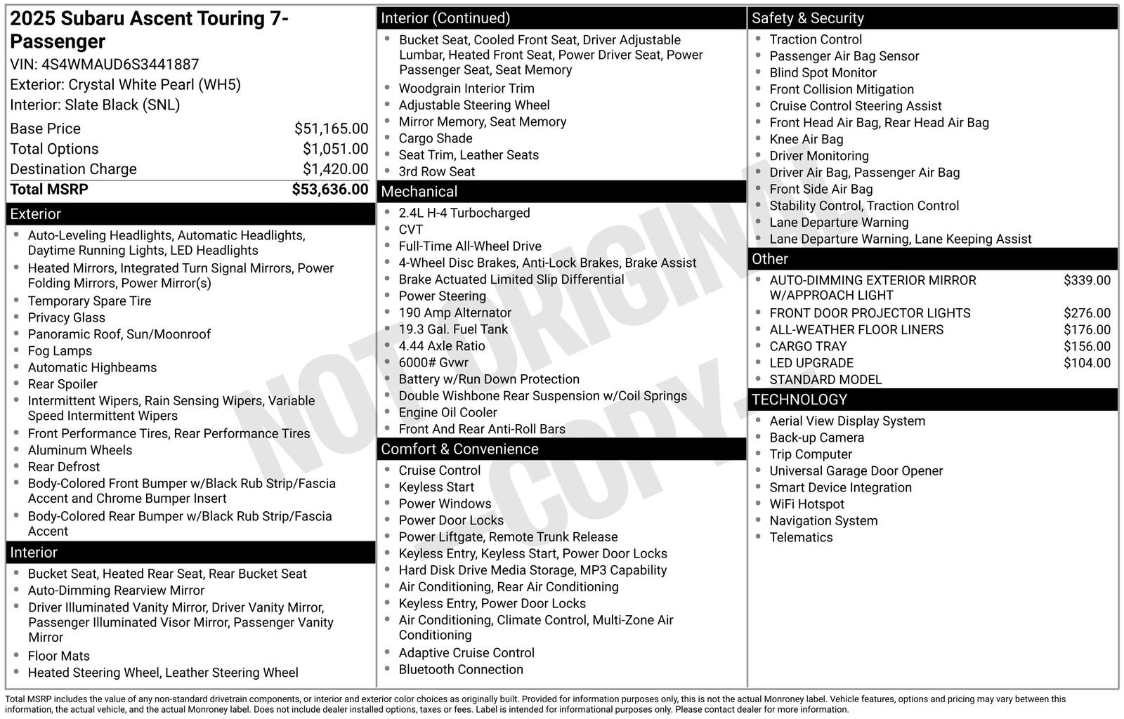 Certified 2025 Subaru Ascent Touring AWD/4WD image 34
