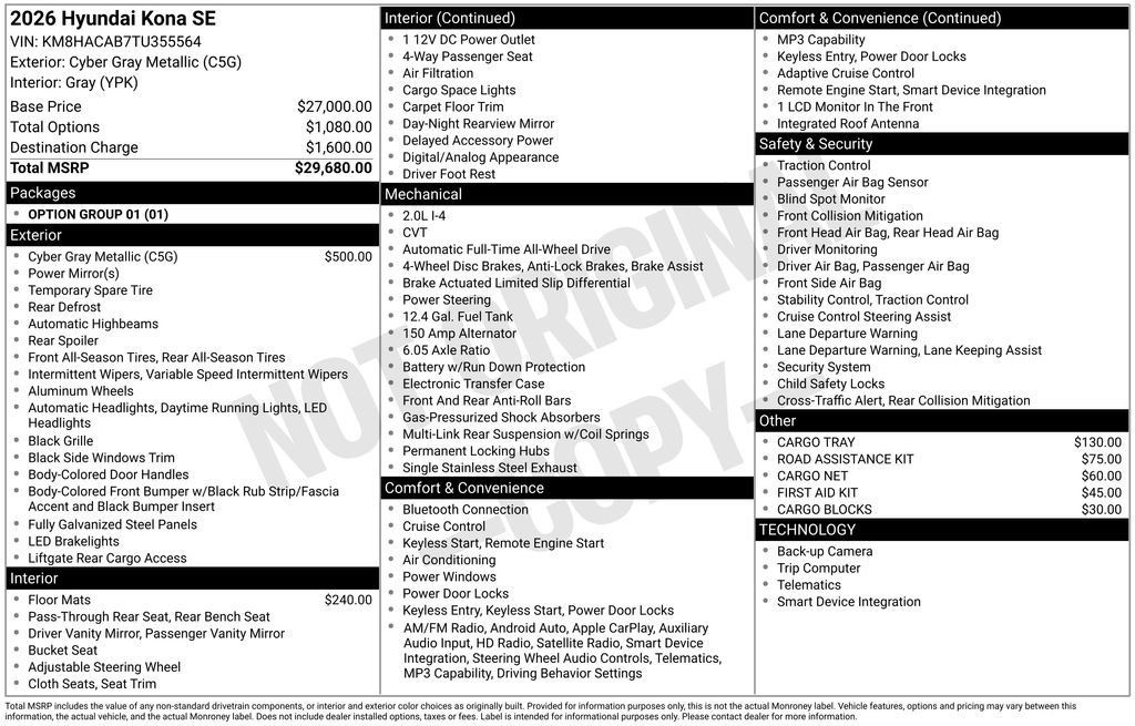 Certified 2026 Hyundai Kona SE AWD/4WD image 35