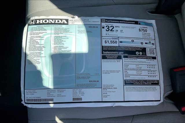 New 2026 Honda Accord LX image 14