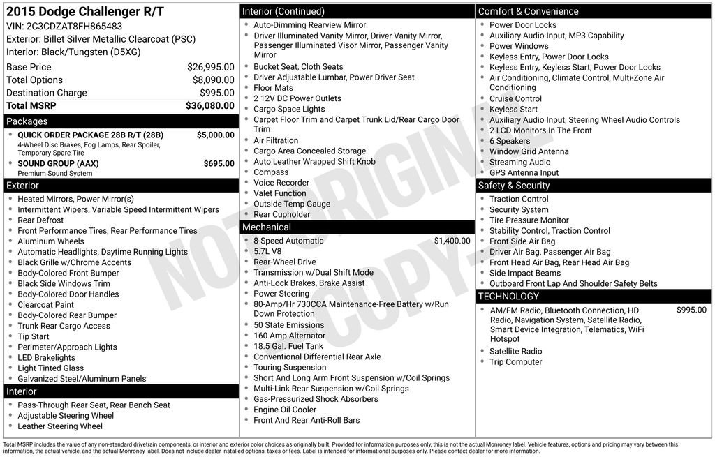 Used 2015 Dodge Challenger R/T w/ Quick Order Package 28B R/T image 7